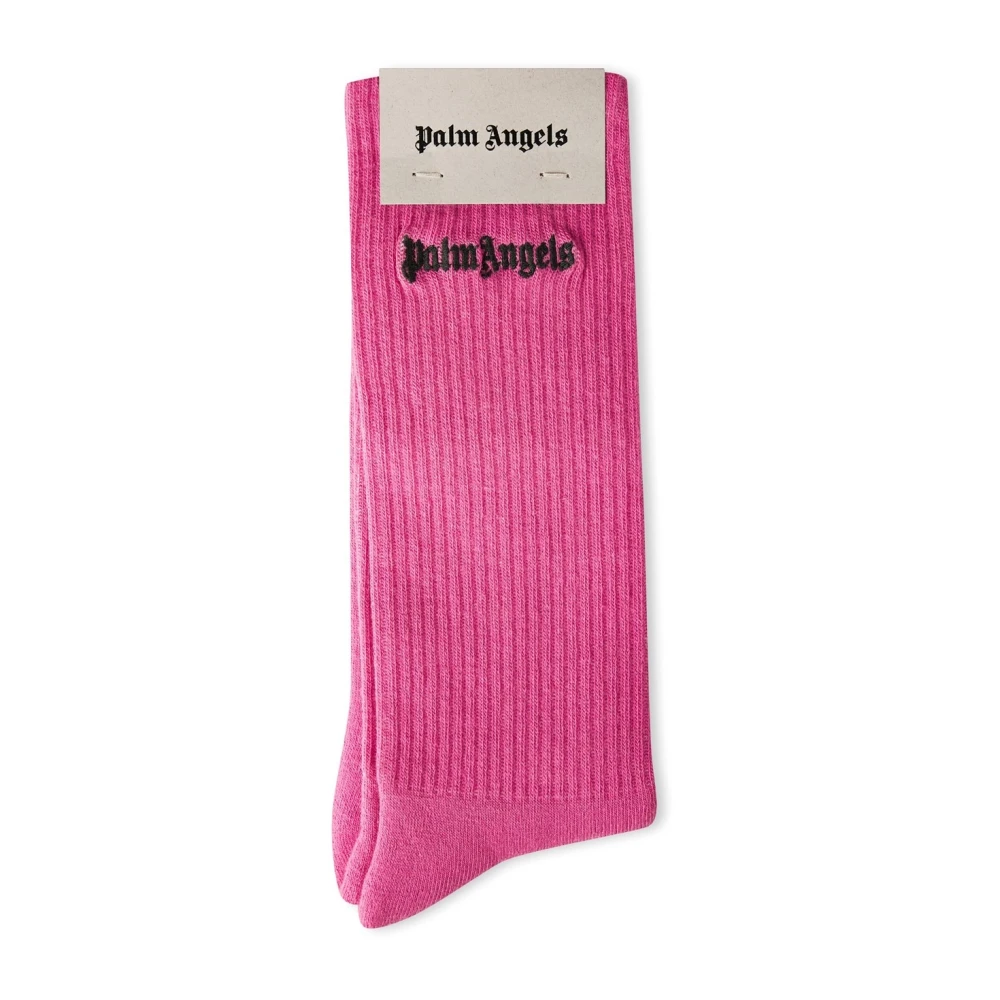 Palm Angels Geborduurde Logo Sokken Pink Dames