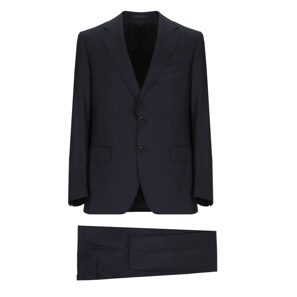 Caruso Blauw Wollen Pak Jas en Broek Blue Heren
