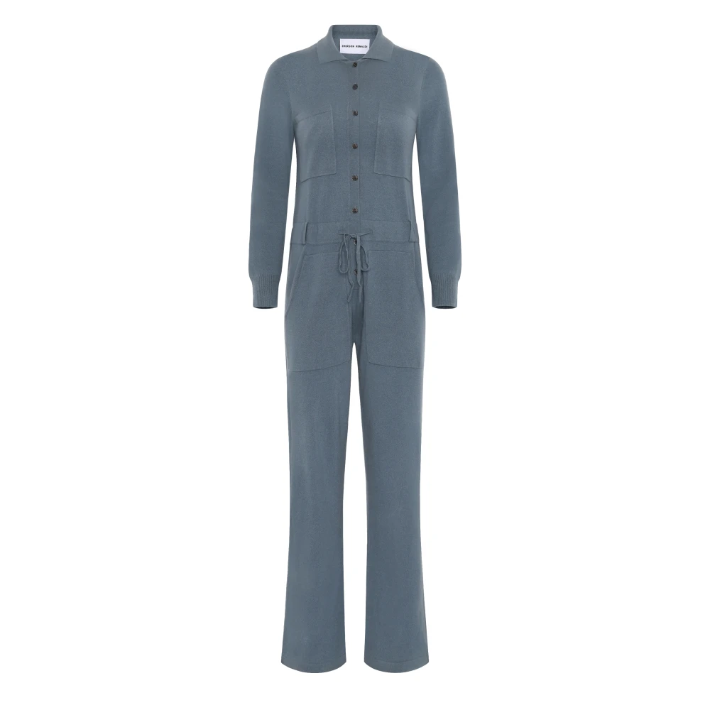 Emerson Renaldi Blauwe Kasjmier Jumpsuit met Knopen en Zakken Blue Dames