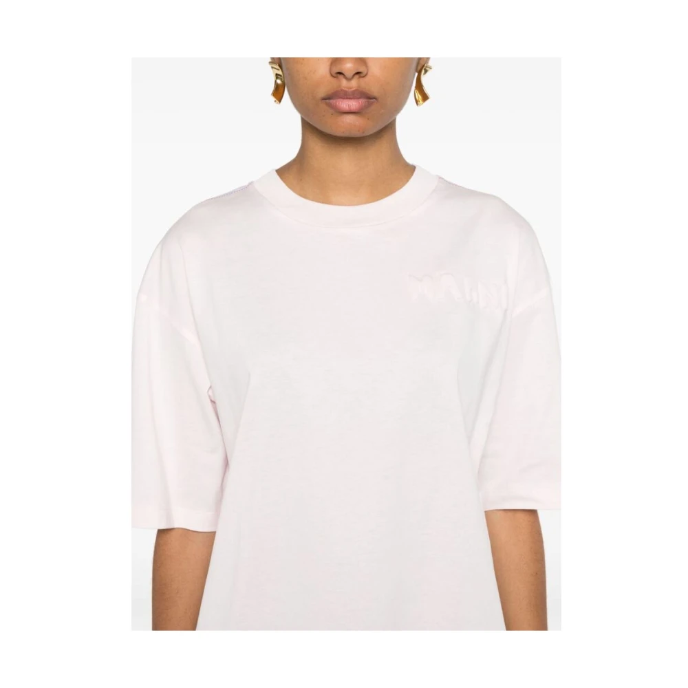Marni Lichtroze Wit Katoenen T-shirt Pink Dames