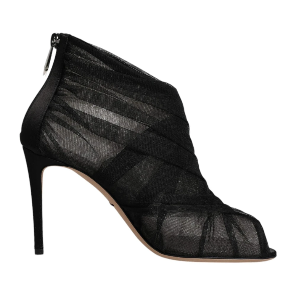 Dolce & Gabbana Women's Black Mesh Stiletto Ankle Boots