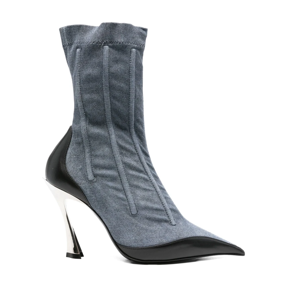 Mugler Women's Gray Heeled Boots, 5 Uk, Stylish Ankle Boots For