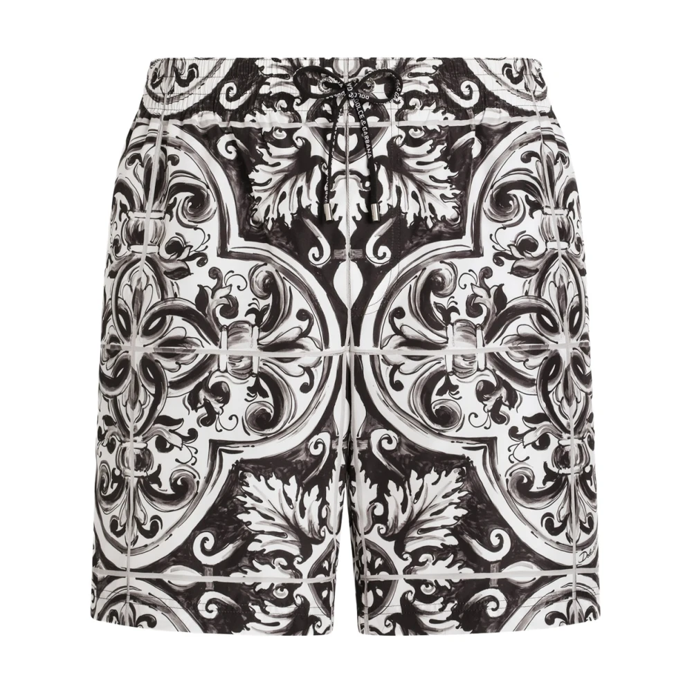 Dolce & Gabbana Uomo Multicolor Boxer Mare Medium Stampa Majolica