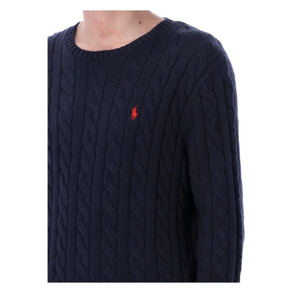 Ralph Lauren Kabel Gebreide Trui Blue Heren