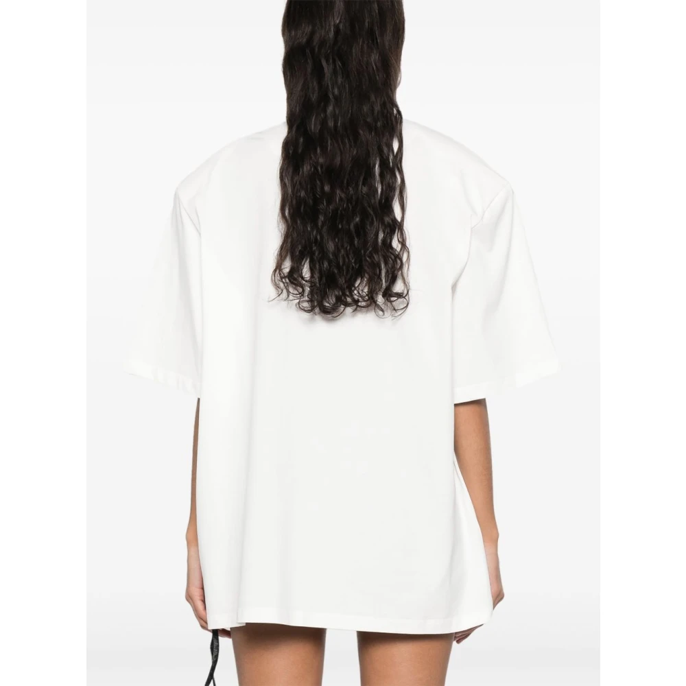 The Attico Witte Crew Neck Top Korte Mouwen White Dames