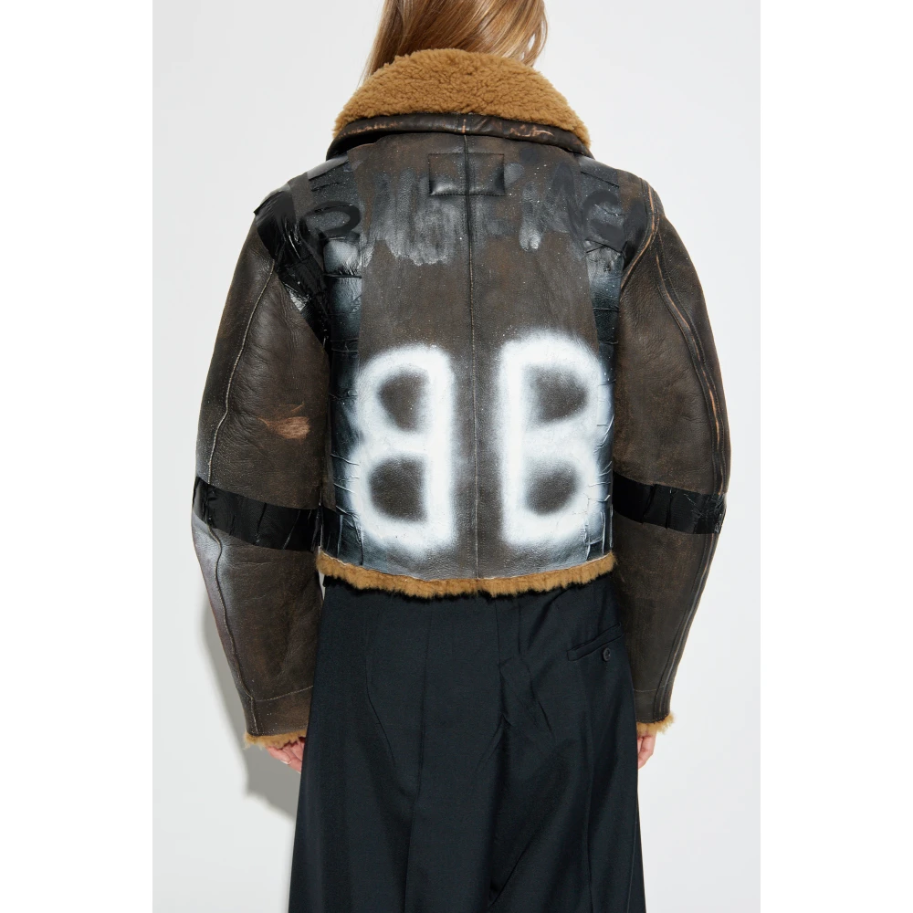 Balenciaga Shearling jas met vintage effect Brown Dames