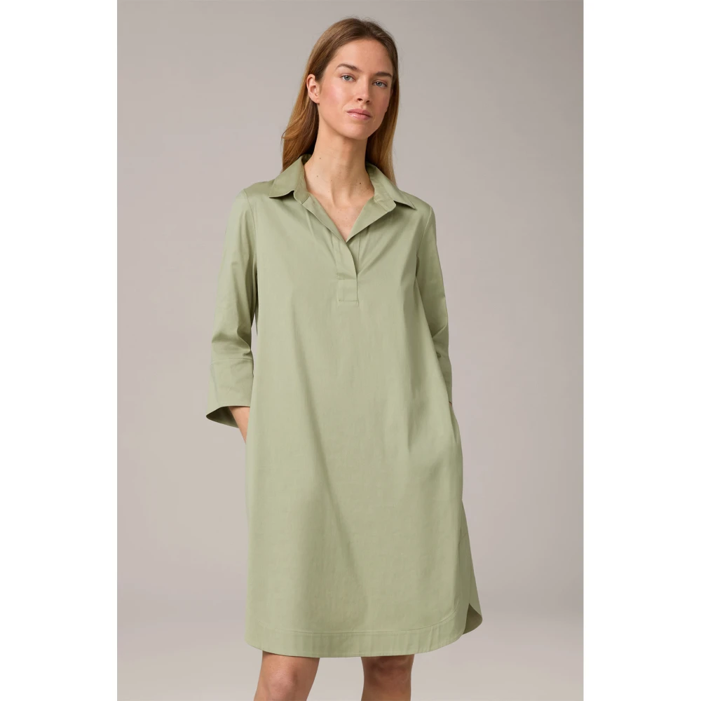 Windsor Katoenen Stretch Jurk met Overhemdkraag Green Dames