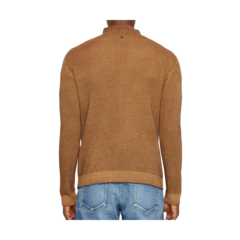 Dondup Coltrui Sweater Twee-Tone Gebreid Lange Mouw Brown Heren