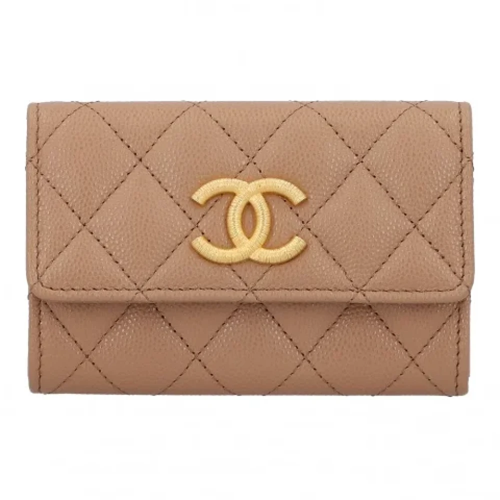 Chanel Vintage Pre-owned Leather wallets Beige Dames
