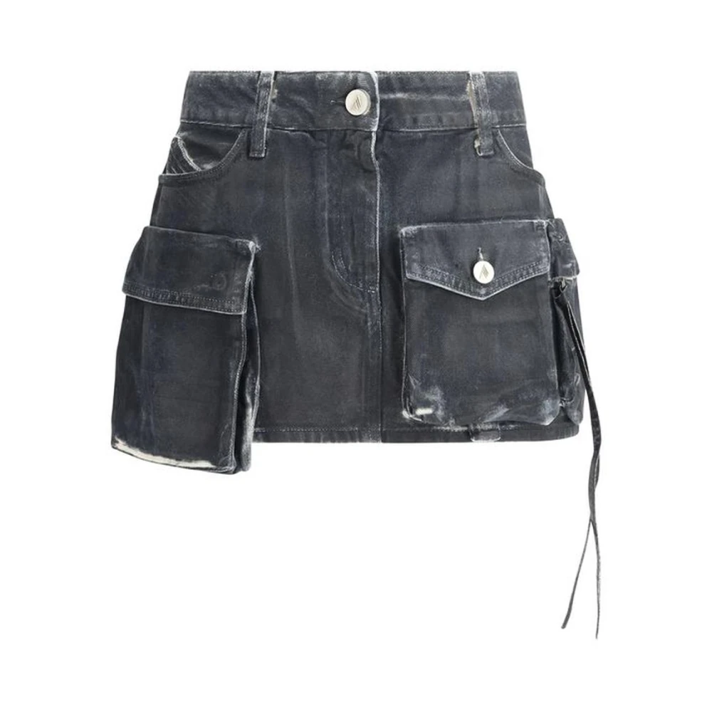 The Attico Denim Cargo Mini Rok met Zakken Blue Dames