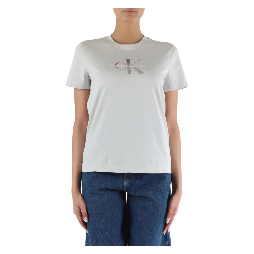 Calvin Klein Jeans Katoen Logo Print T-shirt Gray Dames