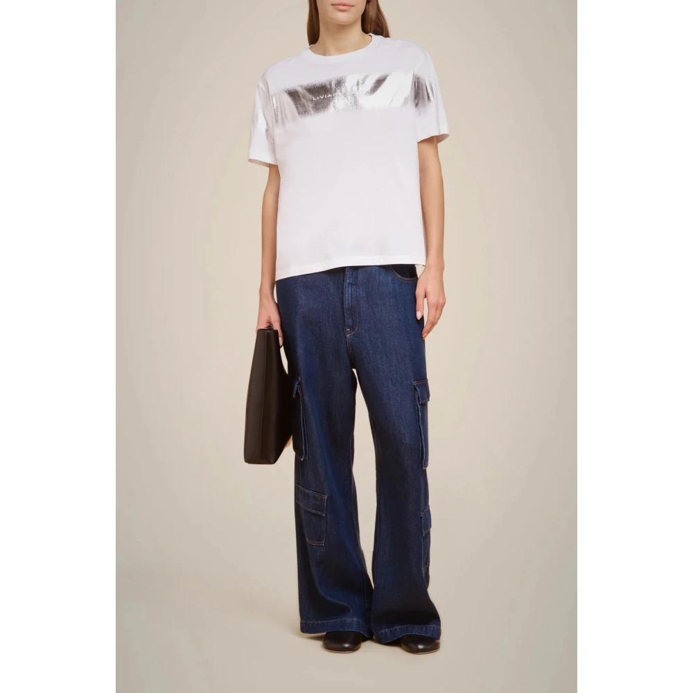 Liviana Conti Katoenen Ronde Hals Korte Mouw T-shirt White Dames