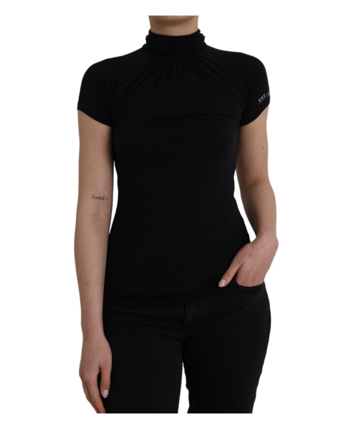 haut-noir-a-manches-courtes-a-col-roule