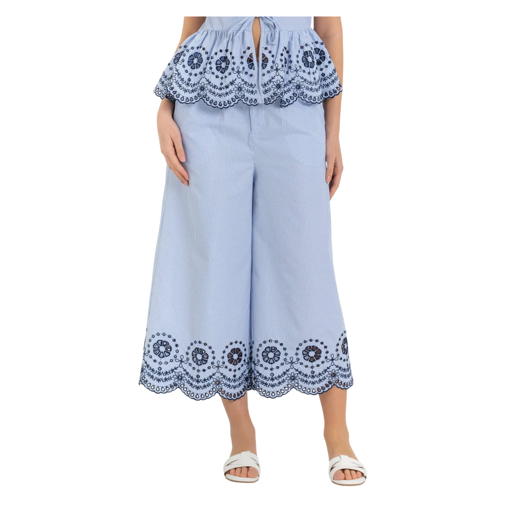 Kocca Women's Blue Wide Trousers, Xs, Palazzo Trousers