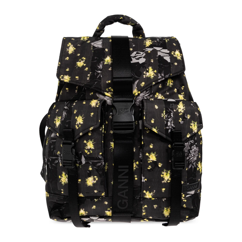 Ganni , Backpacks, Female, Gray, One Size, Floral Motif Backpack