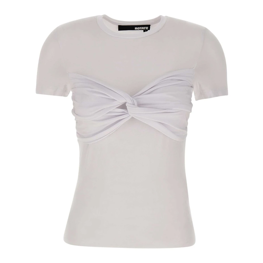 Rotate Birger Christensen Wit T-shirt met Strikdetail White Dames