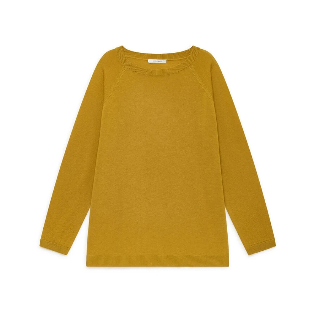 Maliparmi Women's Yellow Round-Neck Knitwear, M, Round-Neck Knitwear