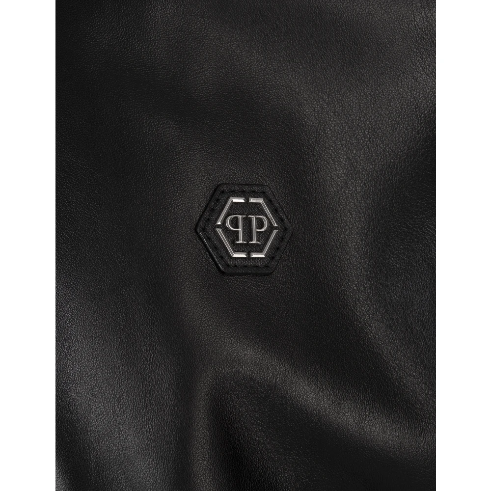 Philipp Plein Leather Jackets Black Heren