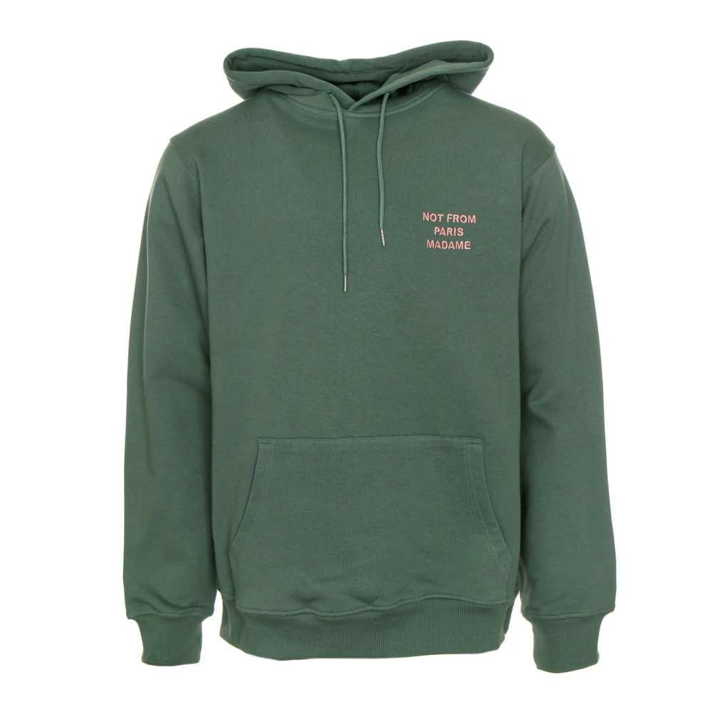 Drole de Monsieur Groene Geborduurde Slogan Sweater Hoodie Green Heren