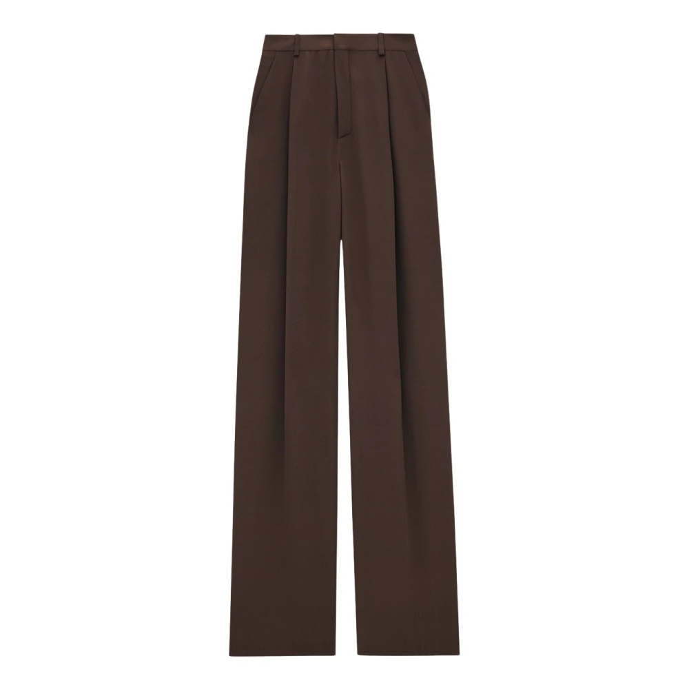 Saint Laurent Zijden Crepe Broek Brown Dames
