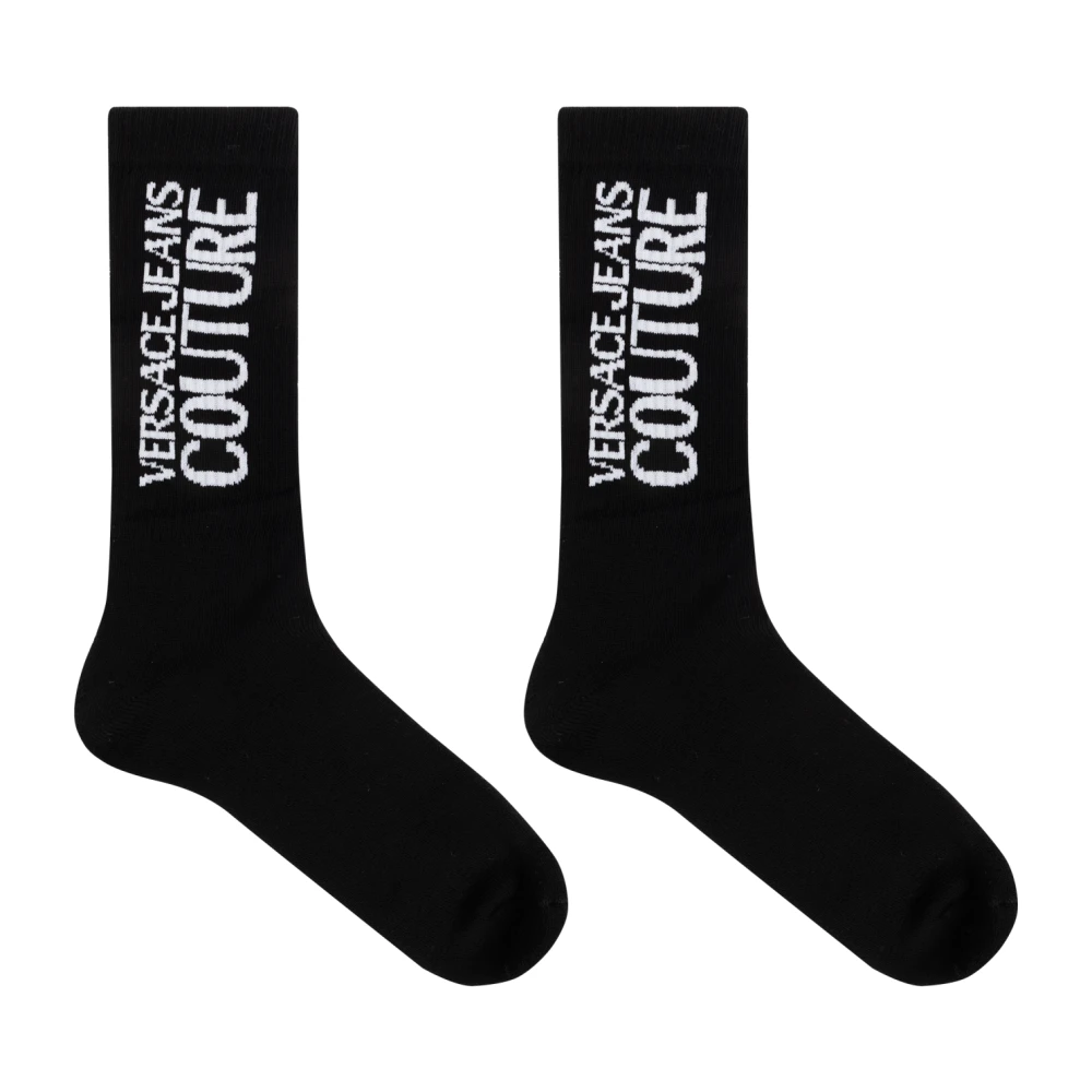 Versace Jeans Couture Katoenen sokken met logo Black Heren