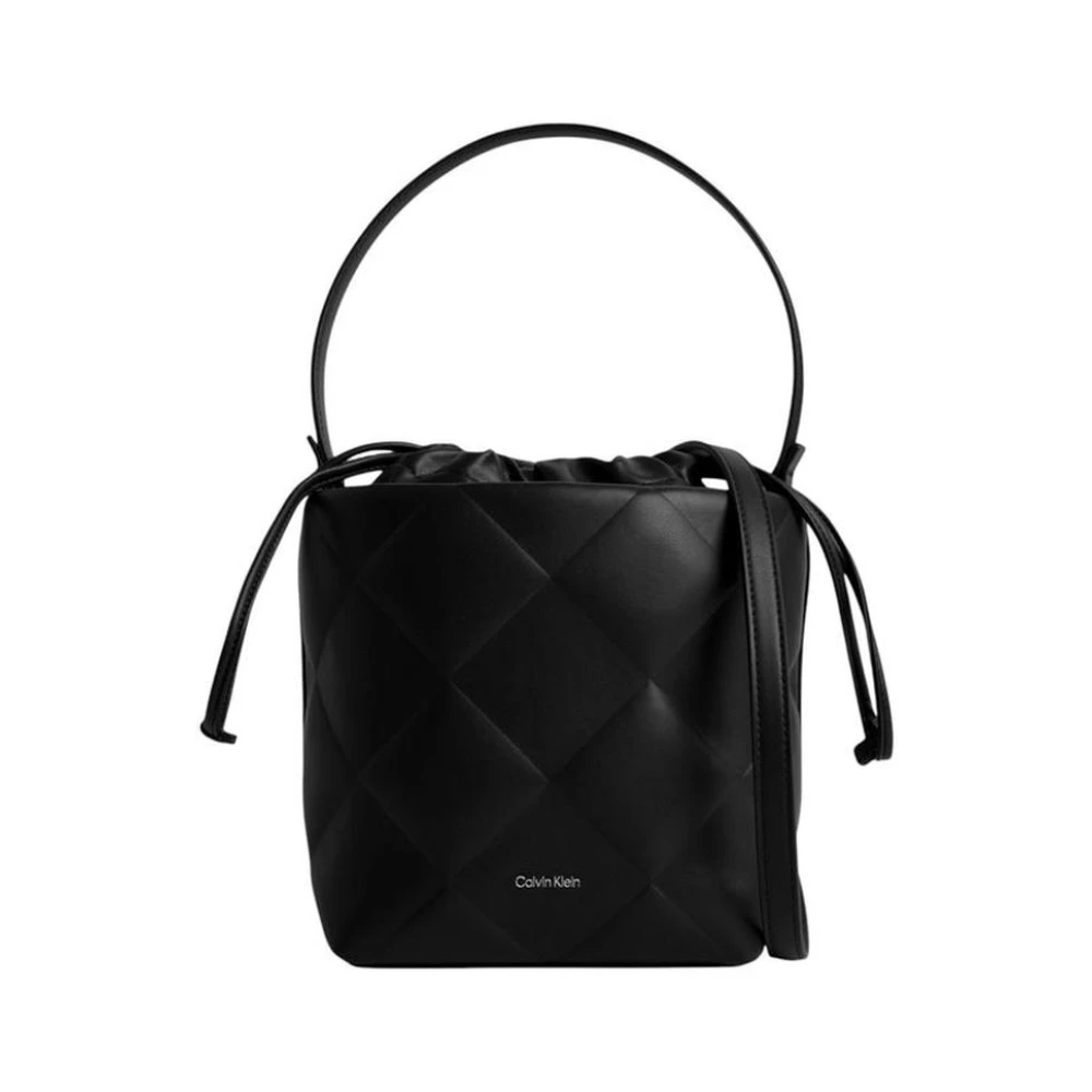 Calvin Klein Gewatteerde Bucket Handtas met Materialen Black Dames