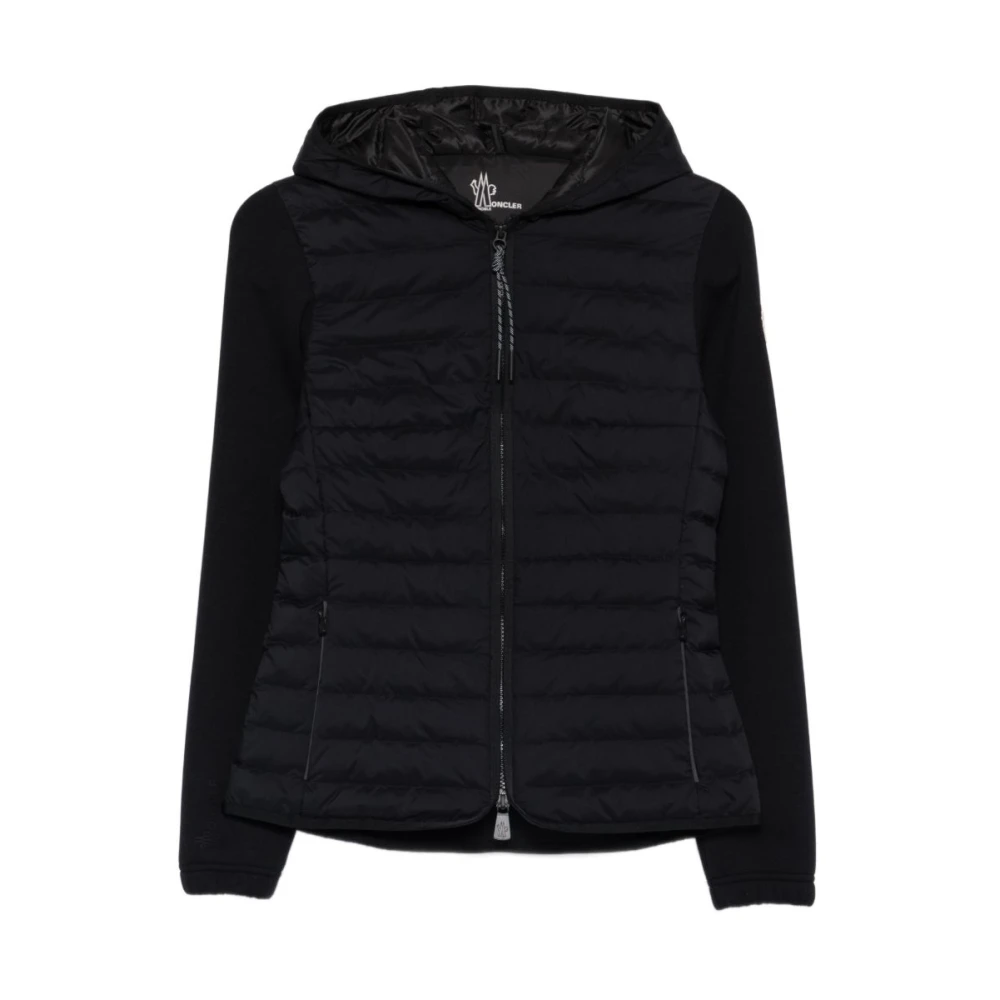 Moncler Women's Black Winter Jackets, M, Padded Hooded Cardigan