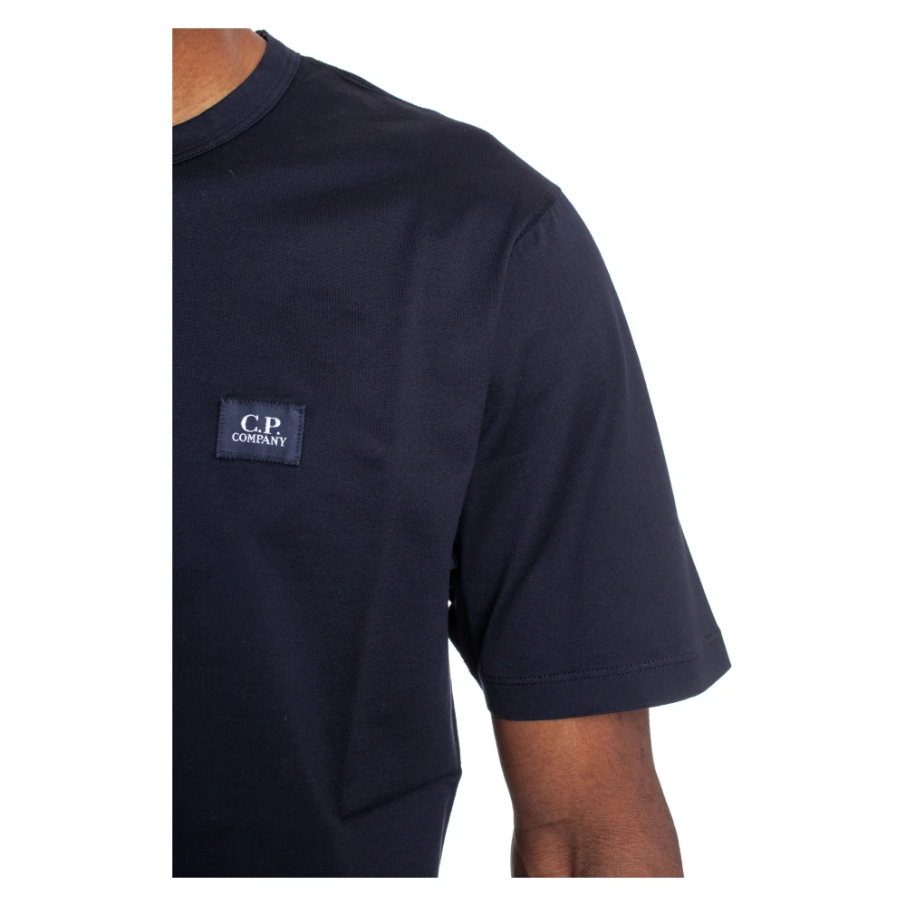 C.P. Company Blauw Katoen Logo T-shirt Rechte Zoom Blue Heren