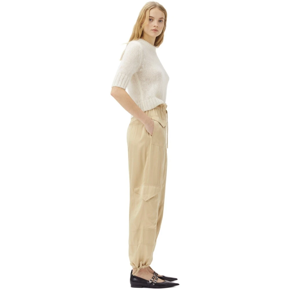 Ganni Tapered Trousers Beige Dames