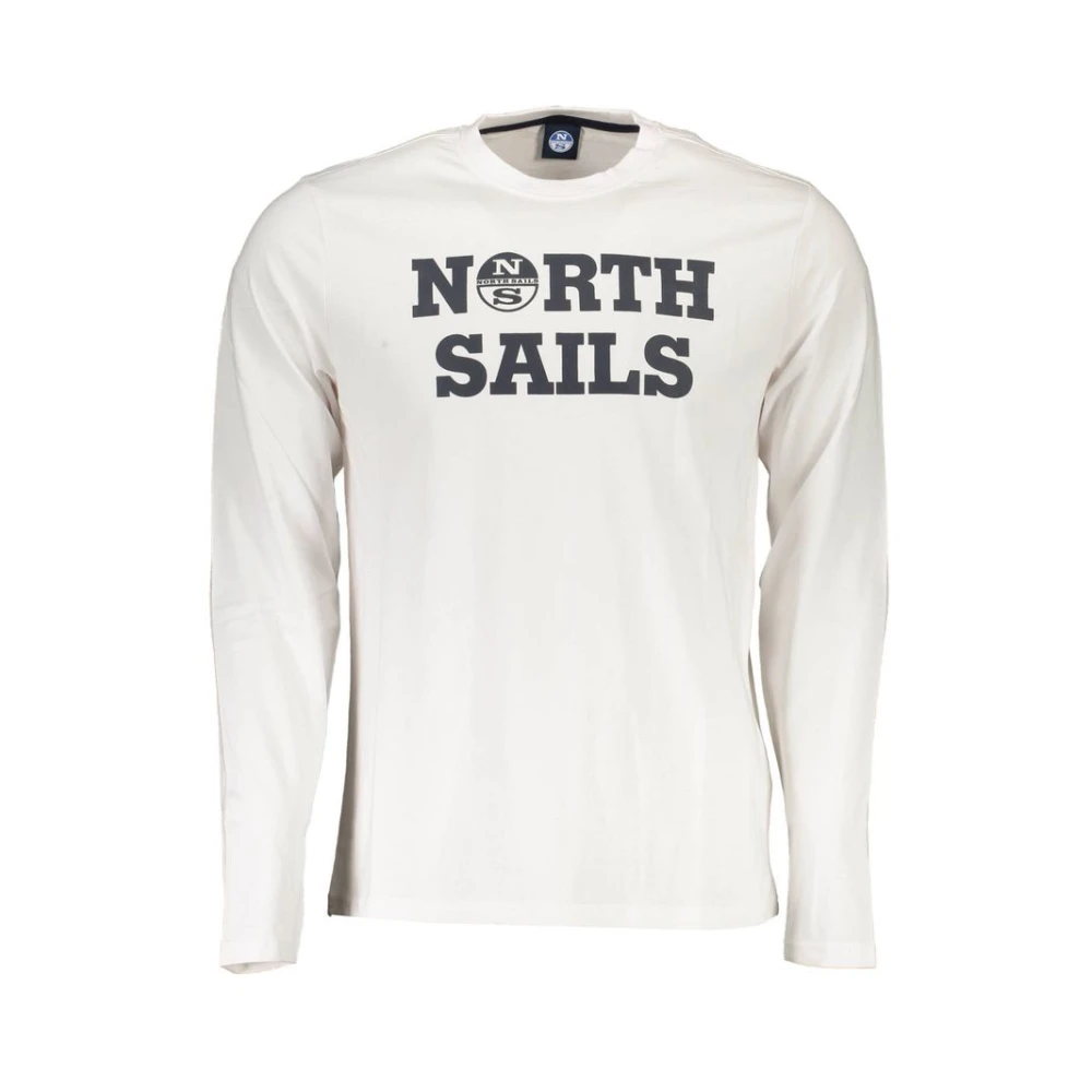 North Sails Men's White Long Sleeve T-Shirts, 2XL, Stylish Cotton T-Shirt With Print