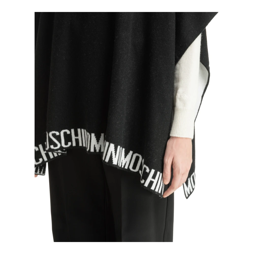 Moschino Effen Logo Poncho Black Dames