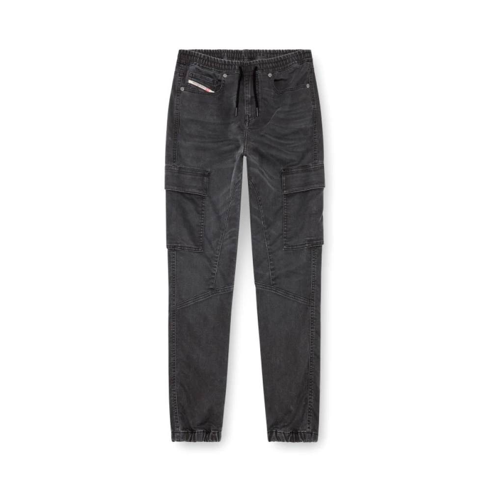 Diesel Zwarte Slim Stretch Panel Cargo Jeans Gray Dames