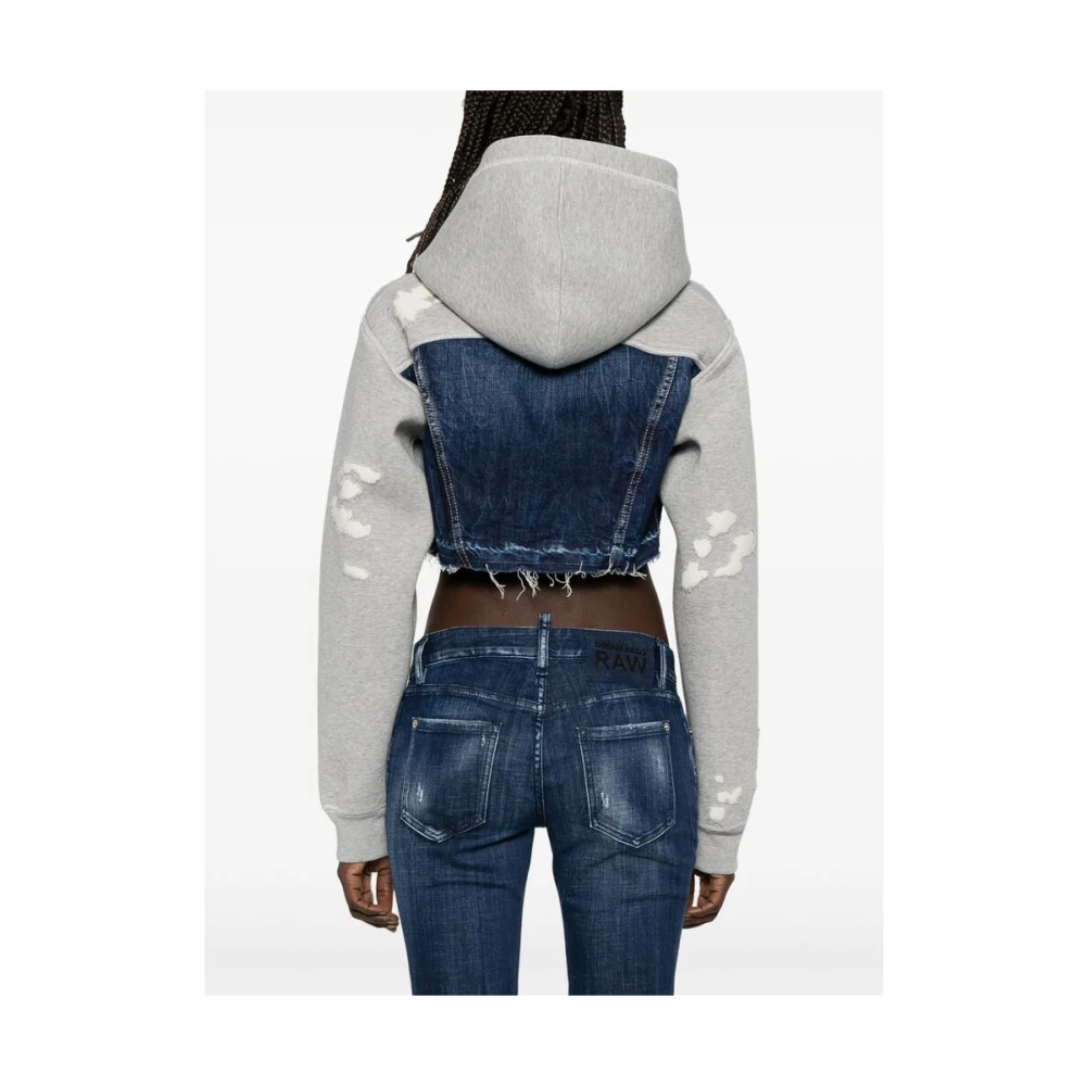 Dsquared2 Indigo Blauwe Hoodie met Zakken Gray Dames