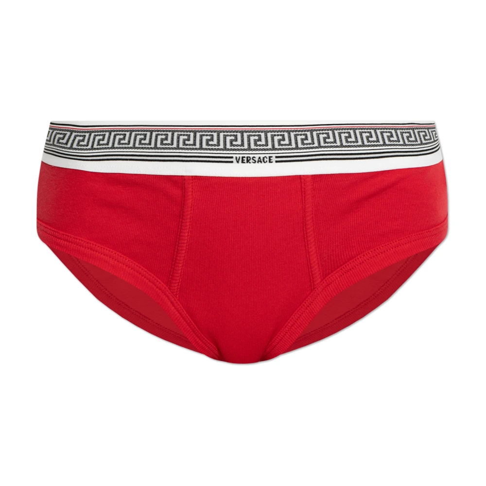 Versace Vrouw Rood Ondergoed Dames, L, Katoen, Geribbelde Katoenen Jersey Briefs