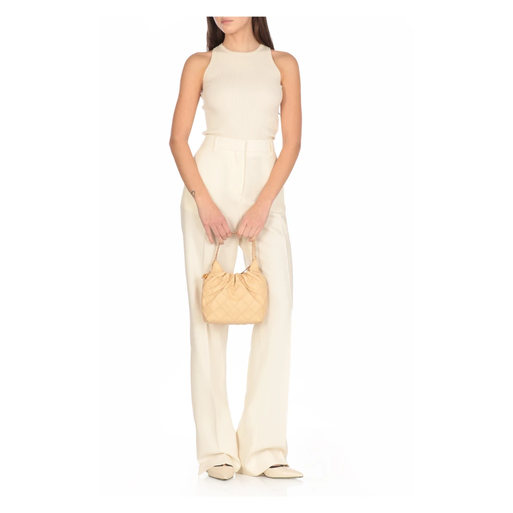 TORY BURCH Beige Leren Schoudertas met Ketting Beige Dames