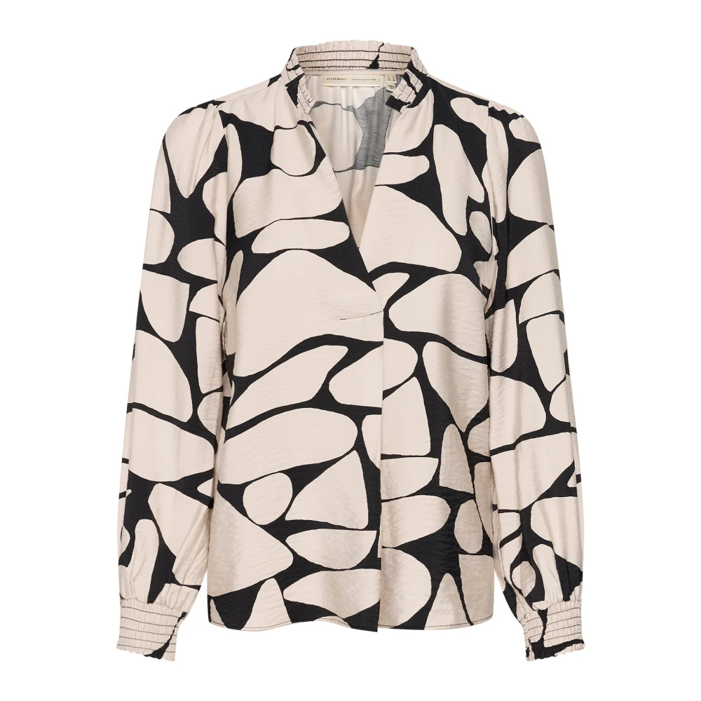 InWear Elegante Abstracte Print Blouse Beige Dames