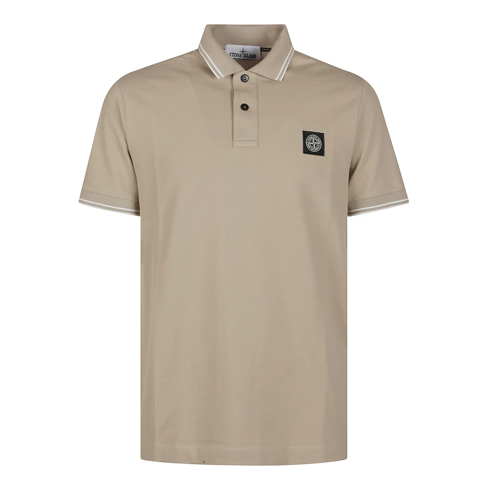 Stone Island Slim Poloshirt Korte Mouw Stijlvol Beige Heren