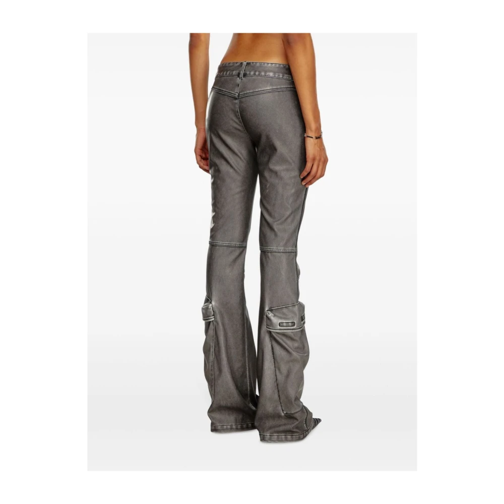 Diesel Zwarte Flared Cargo Jeans Black Dames