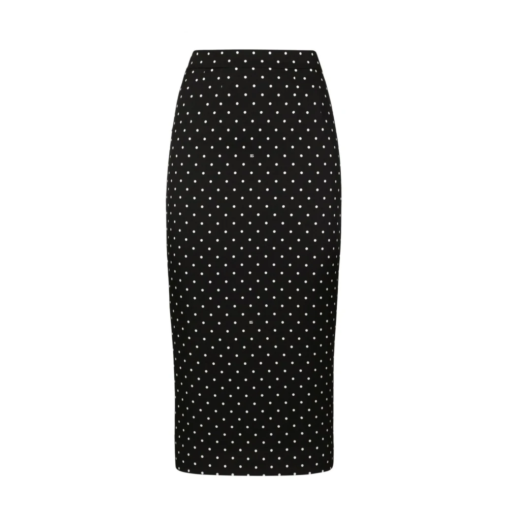 Dolce & Gabbana Women's Black Polka Dot Silk Midi Skirt