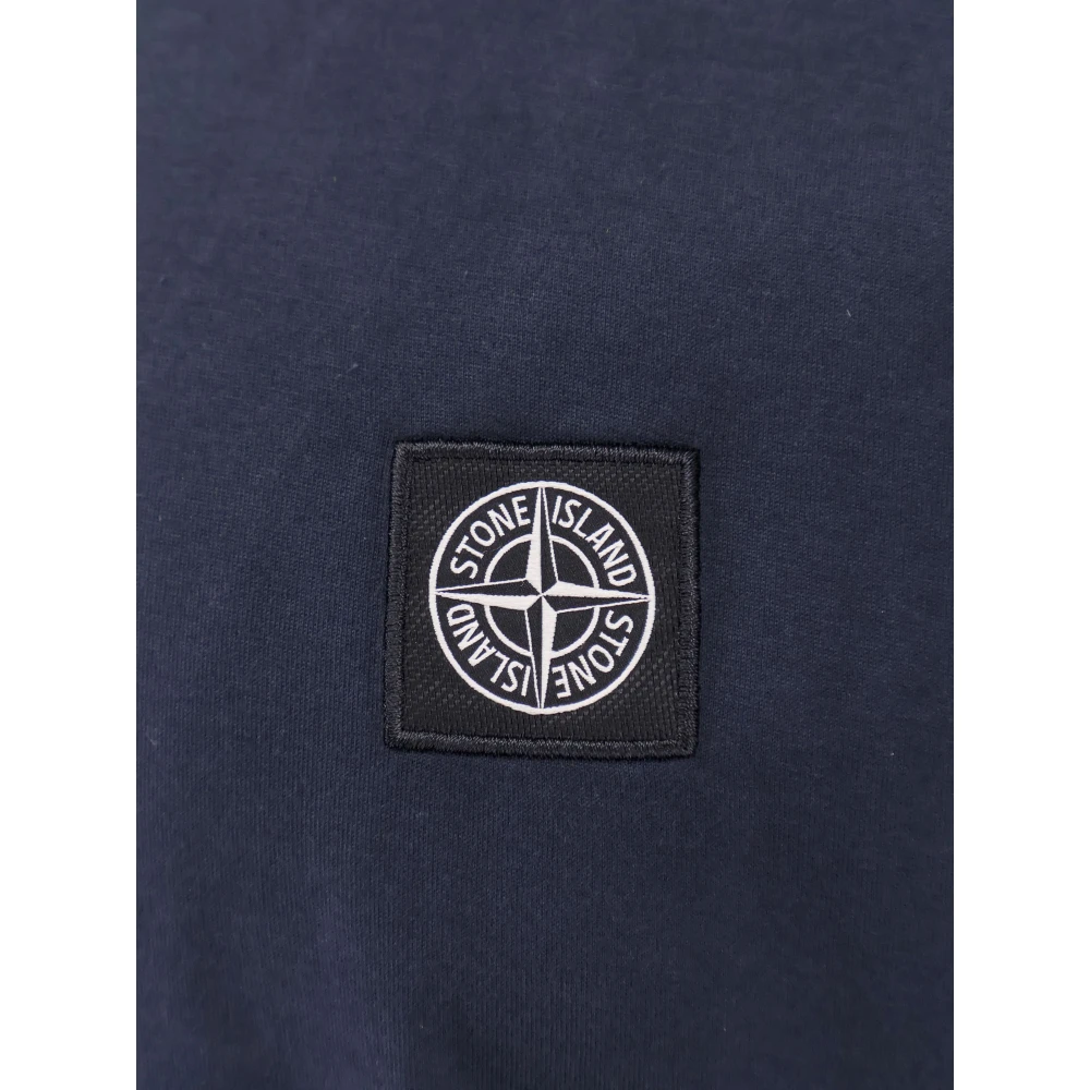 Stone Island Katoenen Logo T-Shirt met Korte Mouwen en Zak Blue Heren