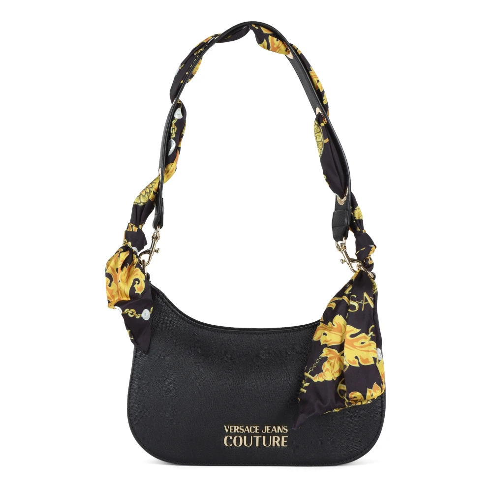 Versace Jeans Couture Saffiano Schoudertas met Decoratieve Sjaal Black Dames