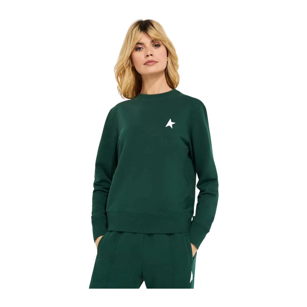 Golden Goose Groene Katoenen Sweatshirt met Witte Ster Green Dames