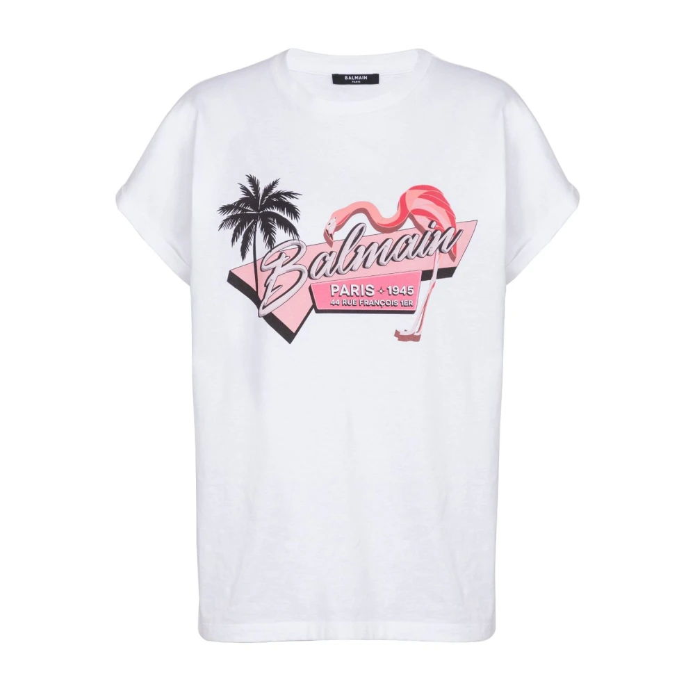 Balmain Witte Flamenco Stijl T-Shirt White Dames