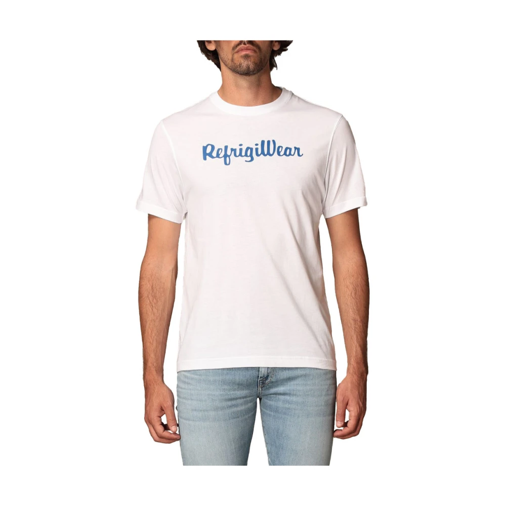 RefrigiWear Katoenen Crewneck T-shirt met Blauw Logo White Heren