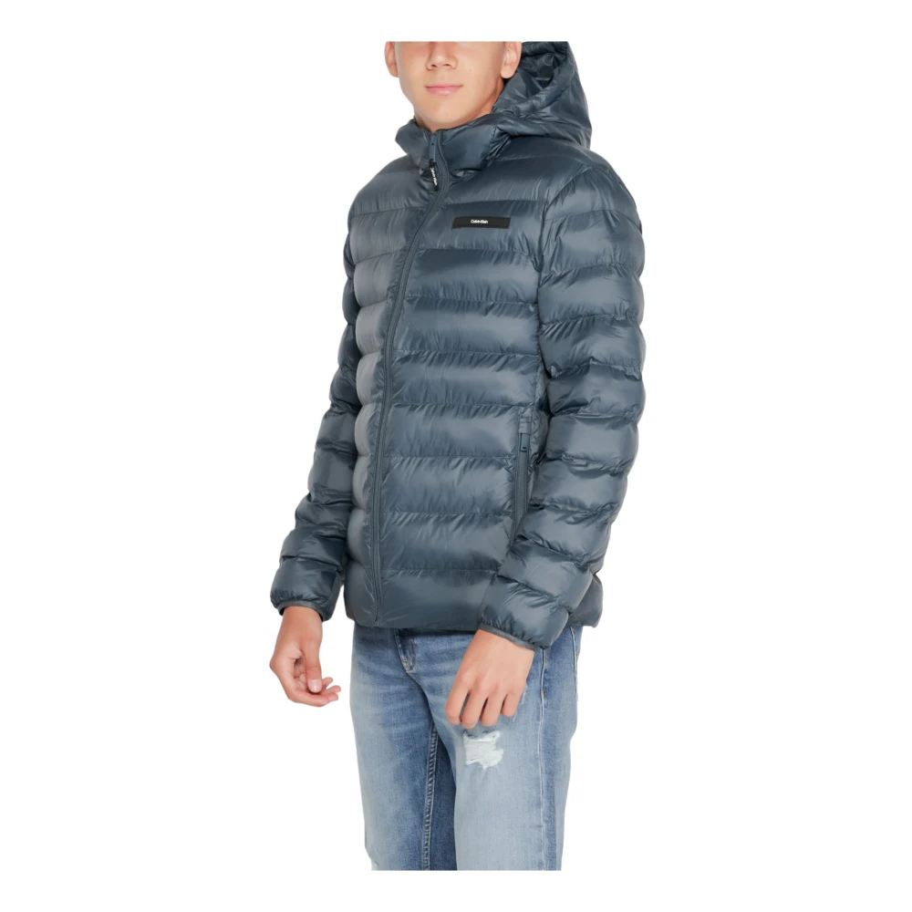 Calvin Klein Blauwe Capuchon Rits Jas Blue Heren