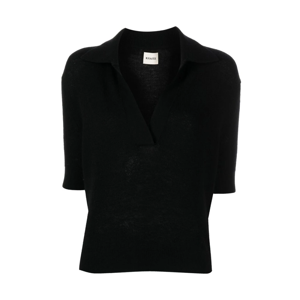 Khaite Zwarte Cashmere V-Hals Trui Black Dames