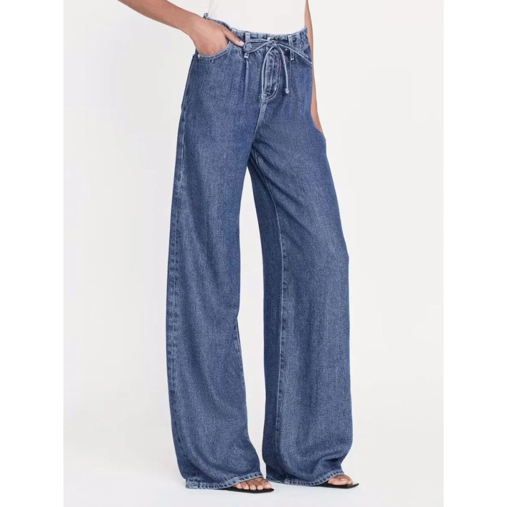 Frame Wide Leg Drawstring Jeans Ghost Blue Dames