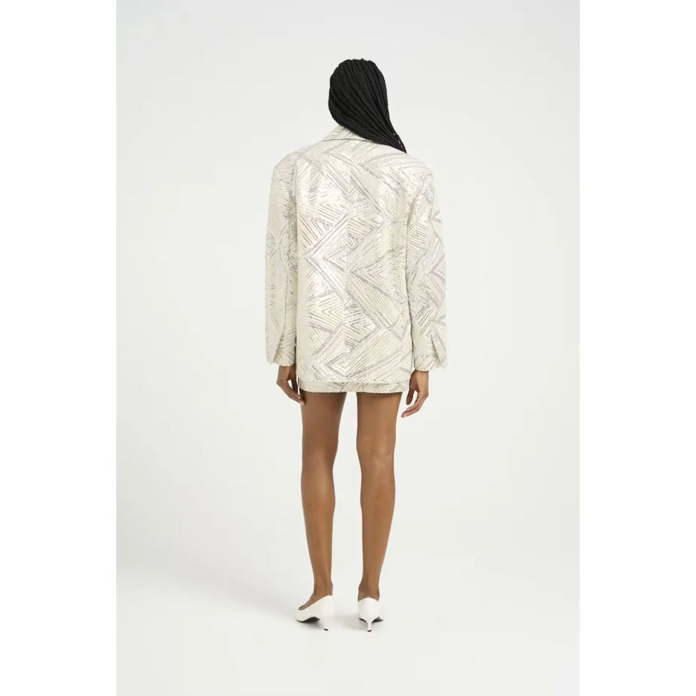 Gestuz Pailletten Oversized Blazer Winterfeest Beige Dames