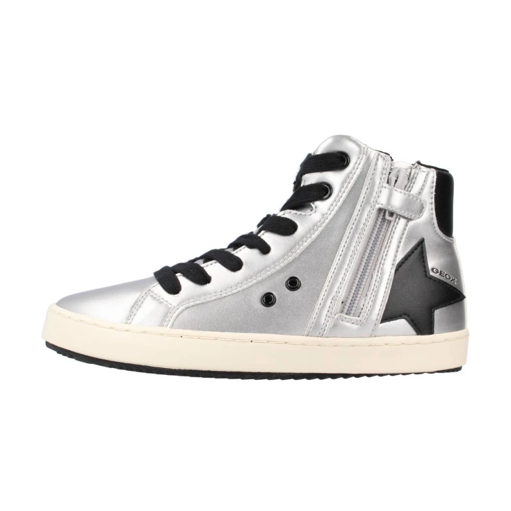 Geox Meisjes Grijs Stijlvolle Sneakers Voor Actieve Fashionista's