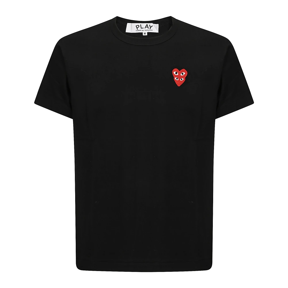 Comme des Garçons Play Zwart T-shirt met dubbel hart reguliere pasvorm ronde hals Black Heren